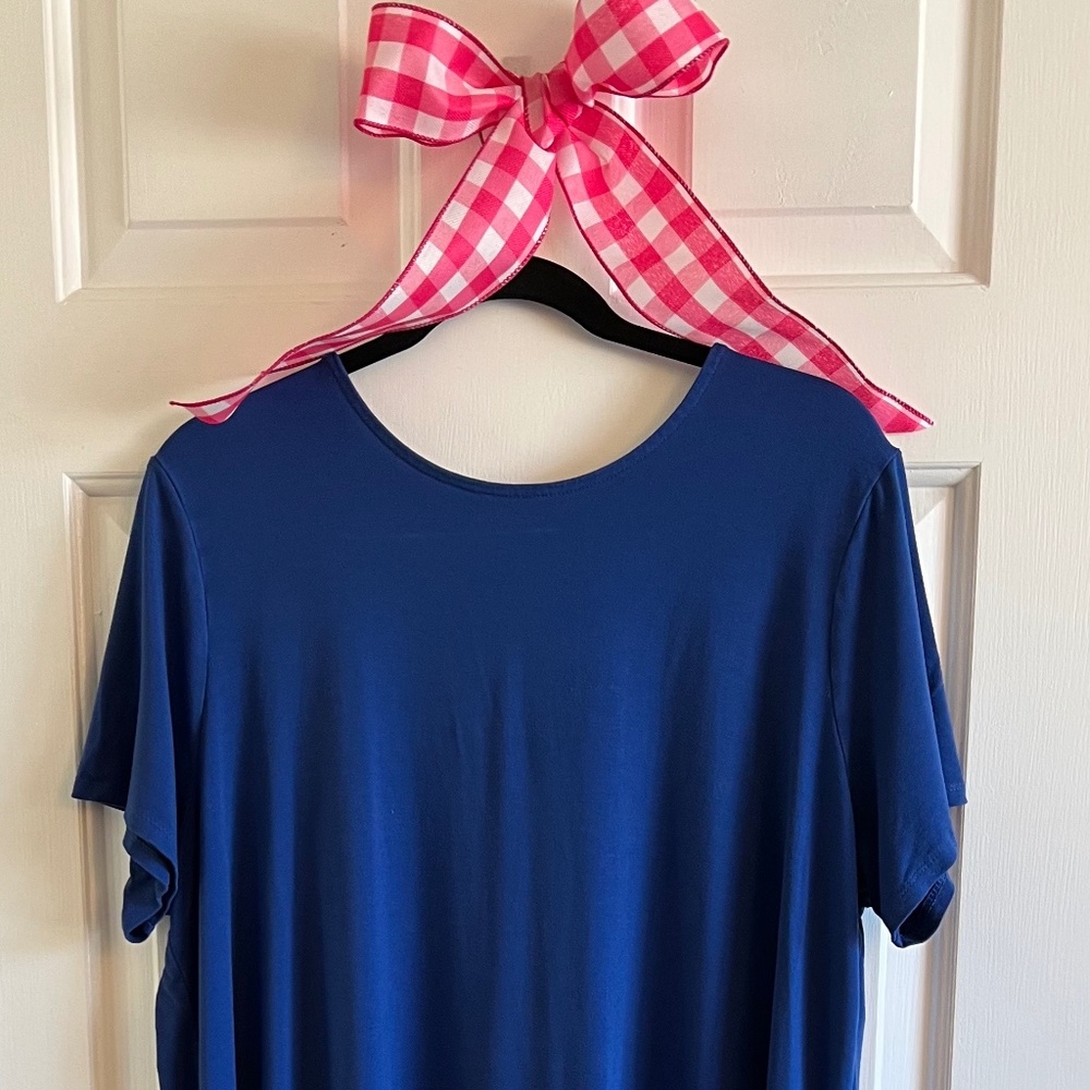 J. Jill Wearever Collection Blue Swing Short Sleeve Dress